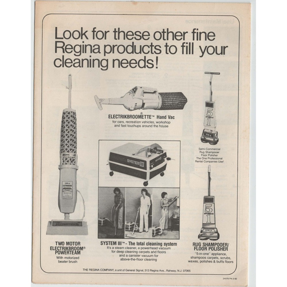 Vintage Regina Electrikbroom Cleaner Owner's Manual 1982 Vacuum Instructions - Picture 2 of 2